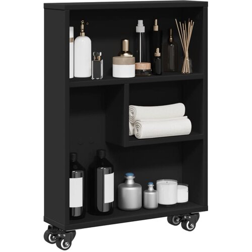vidaXL Uska kolica za pohranu crna 48x13x68 cm od konstruiranog drva Cijene