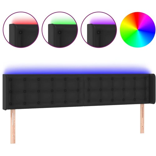 VidaXL LED posteljno vzglavje črno 183x16x78/88 cm umetno usnje, (20793141) Slike