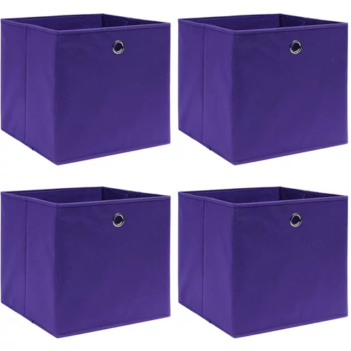 vidaXL Škatle 4 kosi netkano blago 28x28x28 cm vijolične