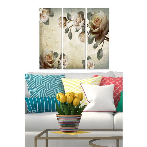 Wallity MDF1074632345 multicolor decorative mdf painting (3 pieces) Cene