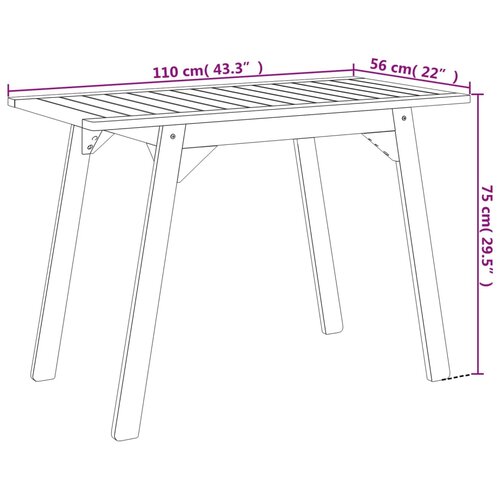  Vrtni blagovaonski stol 110 x 56 x 75 cm masivno bagremovo drvo Slike