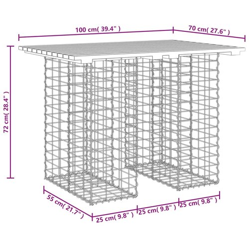  Vrtni stol Gabion dizajn 100x70x72 cm Masivno drvo Bor Slike