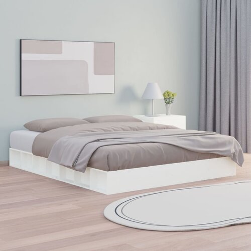 VidaXL posteljni okvir bel 160x200 cm trden les Slike