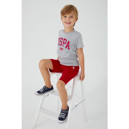 U.S. Polo Assn. komplet šorc i majica za dečake US1351-4 crveno-sivi Slike
