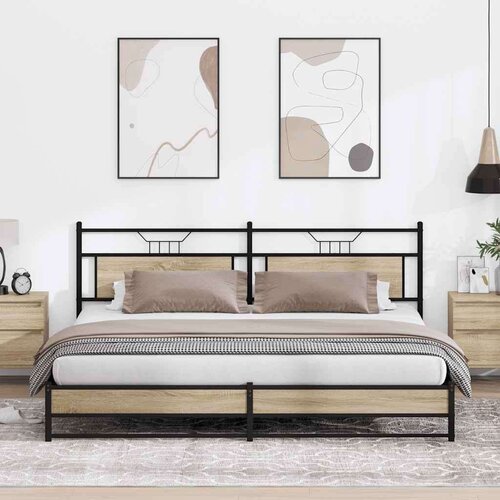 Metalni okvir kreveta bez madraca boja hrasta sonome 193x203 cm Slike