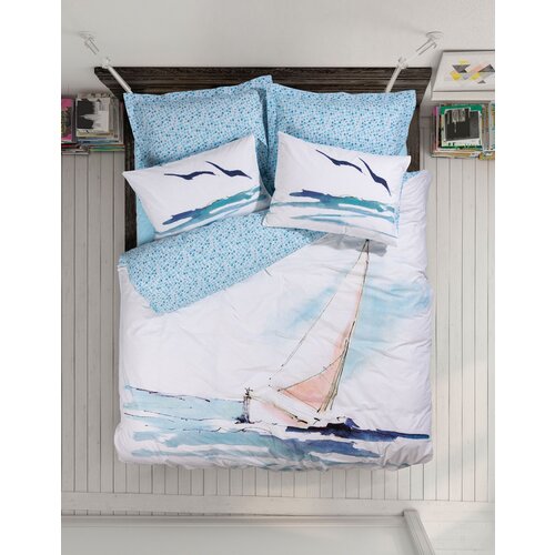 sail - blue bluewhitedark blue ranforce double quilt cover set Slike