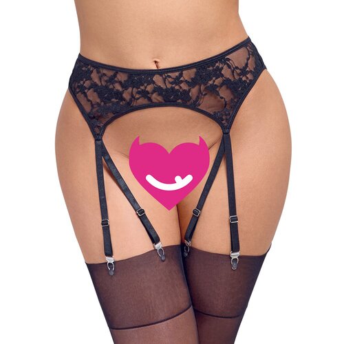 Cottelli Floral Lace Suspender Belt 2340550 Black L/XL Slike
