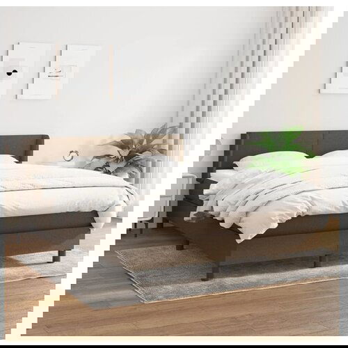 VidaXL Box spring postelja z vzmetnico temno rjav 140x190 cm Slike