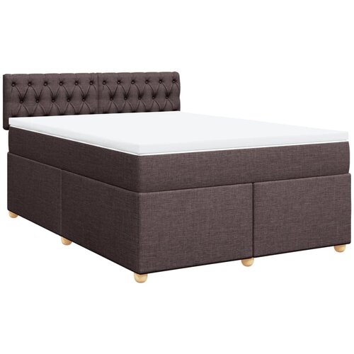 VidaXL Box spring postelja z vzmetnico temno rjava 160x200 cm blago, (21310537) Slike