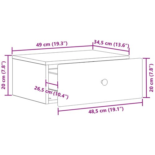  Noćni ormarić za montažu na zid Betonska siva 49 x 34,5 x 20 cm Slike