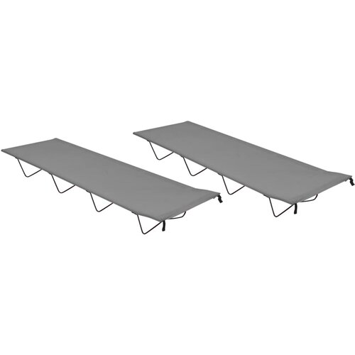 vidaXL Kamp postelja 2 kosa 180x60x19 cm oksford blago in jeklo siva Cene
