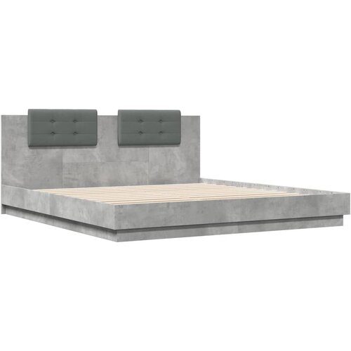  Okvir kreveta s uzglavljem LED siva boja betona 200 x 200 cm Slike