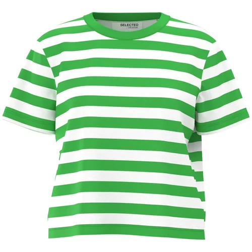 Selected Femme Majica 'Essential' zelena / bijela