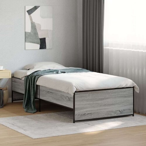 VidaXL Okvir kreveta boja hrasta 90 x 190 cm konstruirano drvo i metal Slike