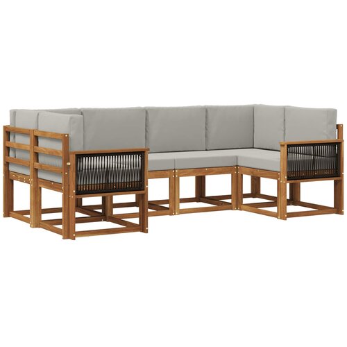 vidaXL Zunanja garnitura za sedenje 6 pcs Naravna in svetlo siva, (5000281679) Cene