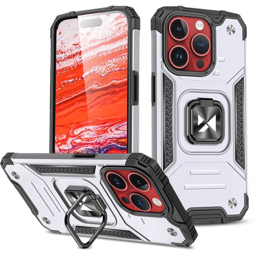 Wozinsky Armoured etui z držalom za prste za iPhone 15 Pro Max Ring Armor, srebrn, (21521860) Slike