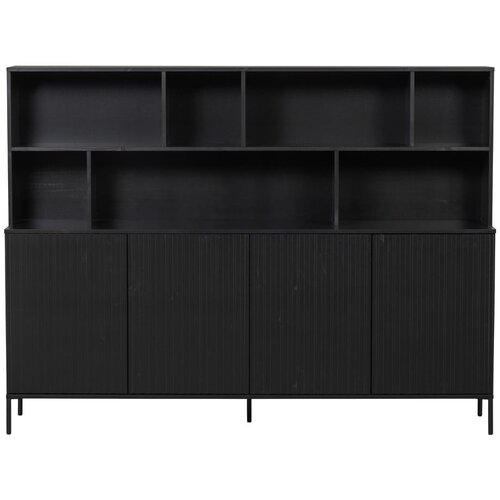 WOOOD Črn regal iz masivnega bora 200x150 cm Gravure &amp;ndash; Slike