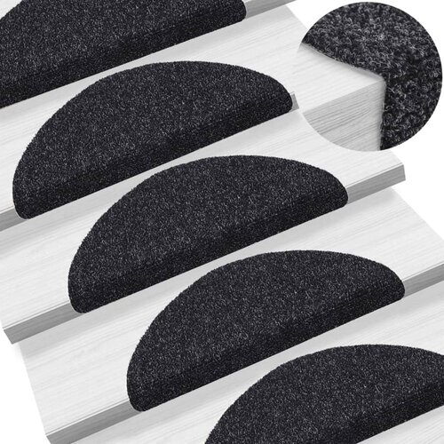  Prostirke za stepenice, samoljepljive, 15 kom, 56x17x3 cm, crne, poluokrugle Cijene