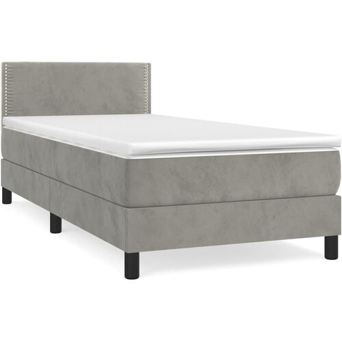  Box spring postelja z vzmetnico svetlo siva 80x200 cm žamet Cene