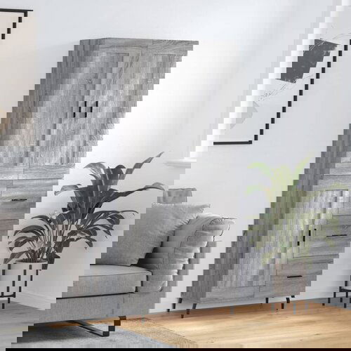 vidaXL Visoka komoda siva sonoma 69,5x34x180 cm inženirski les Cene