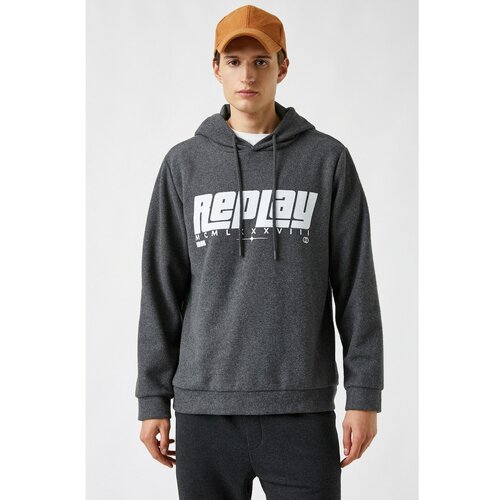 Koton men's printed oversize hoodie gray sweatshirt Cene