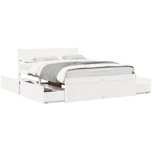 vidaXL Okvir za krevet s ladicama bijela 140x190 cm od masivnog drva
