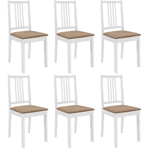  Blagovaonske stolice od masivnog drva s jastucima 6 kom bijele