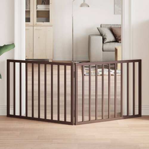 vidaXL Vrata za pse zložljiva 2 panela rjava 160 cm topolovina Cene
