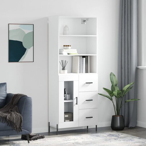 The Living Store Visoka omara bela 69,5x34x180 cm inženirski les - Visoka Omarica, (21429726) Slike