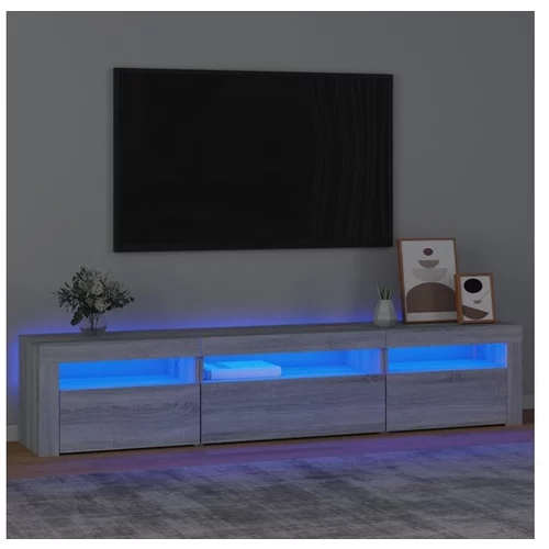 TV omarica z LED lučkami siva sonoma 195x35x40 cm