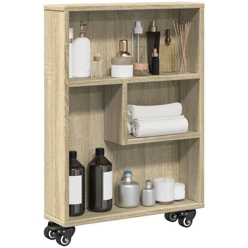 VidaXL Uska kolica za pohranu boja hrasta 48x13x68cm konstruirano drvo Slike