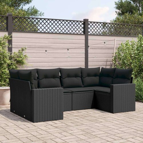 vidaXL 6-dijelni set vrtnih sofa s jastucima crni od poliratana Cene