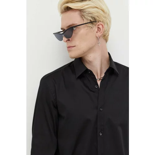 Hugo Košulja za muškarce, boja: crna, slim, s klasičnim ovratnikom