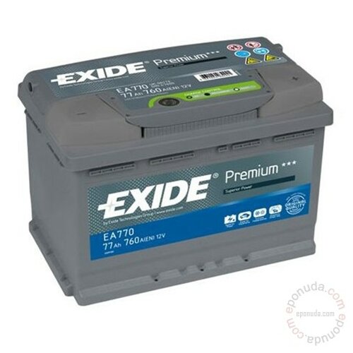 Exide Premium EA770 77Ah 760A akumulator Slike