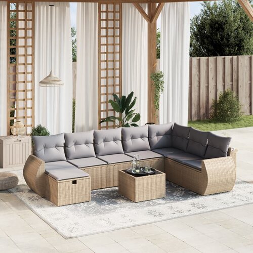 vidaXL 9-dijelni set vrtnih sofa s jastucima bež od poliratana Cene
