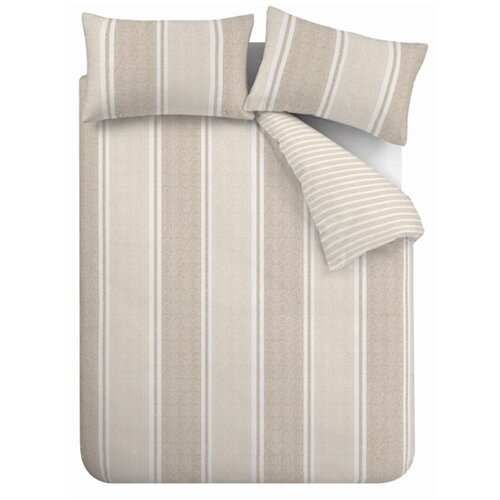 Catherine Lansfield Bež enojna posteljnina 135x200 cm Banded Stripe – Cene