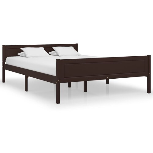  Posteljni okvir iz trdne borovine temno rjav 160x200 cm Slike