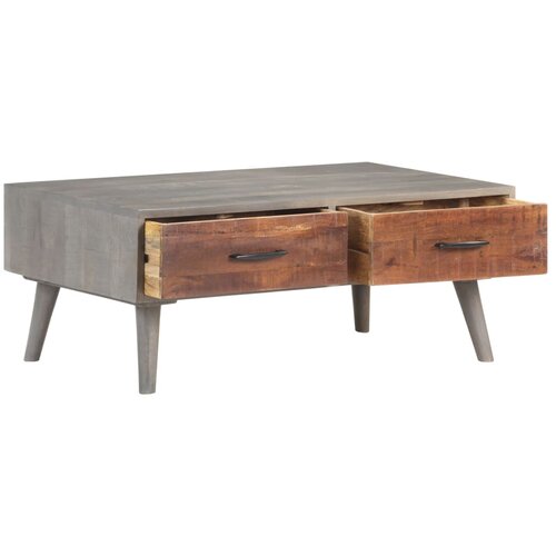 Maison Chic Klubska mizica - kavna mizica - Nizka mizica siva 100x60x40 cm trden mangov les, (21753284) Slike