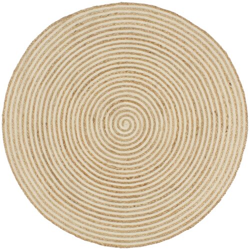 VidaXL Preproga iz jute bel spiralni dizajn ročno izdelana 150 cm Slike