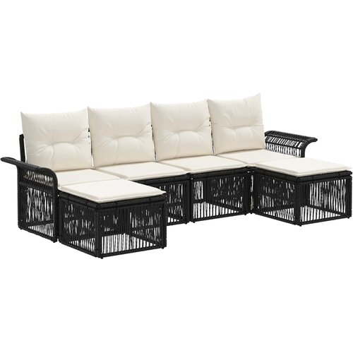 vidaXL Vrtna sedežna garnitura 6 pcs Črna poli ratan, (5000270285) Cene