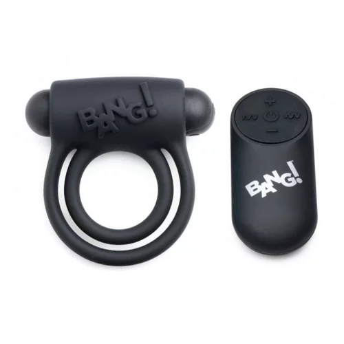 Bang! Obroček za penis in moda z daljinskim upravljalnikom, črn