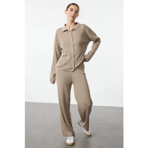  Mink Shirt-Pants Knitwear Bottom-Top Set