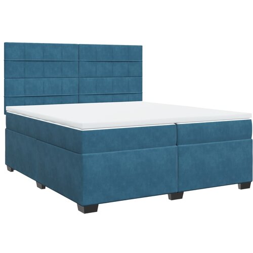 VidaXL Box spring postelja z vzmetnico modra 200x200 cm žamet, (21307448) Slike