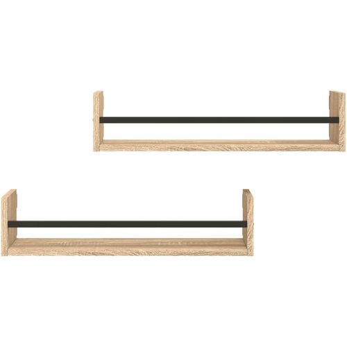  Zidne police s prečkama 2 kom boja hrasta sonome 60x16x14 cm Slike