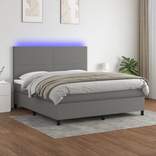 The Living Store Box spring postelja z vzmetnico LED temno siva 160x200 cm blago - Box Spring Postelja, (21438414) Slike
