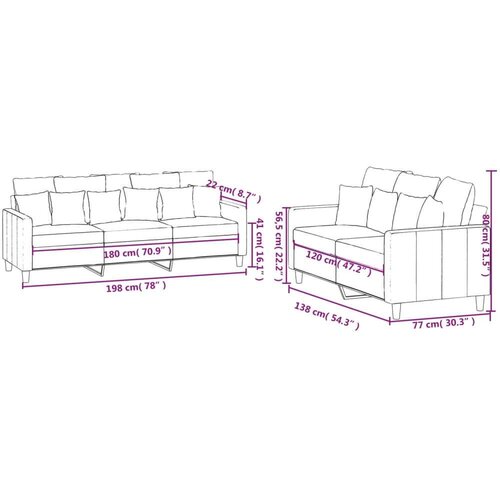  2-dijelni set sofa s jastucima smeđi bar&amp;scaron;unasti Slike