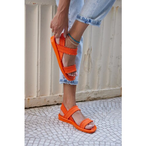 Madamra Women&amp;#039;s Orange Drawstring Sandals Slike