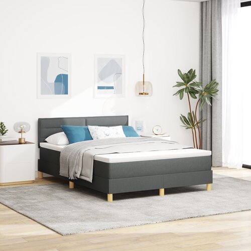 vidaXL Box Spring Postelja z vzmetnico & LED Temno siva 140x190 cm Tkanina Cene