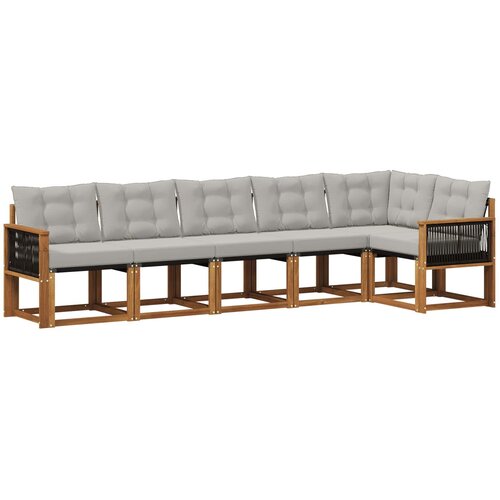 vidaXL Zunanja garnitura za sedenje 6 pcs Naravna in svetlo siva, (5000282148) Cene