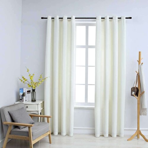 VidaXL Zavjese za zamračivanje 2 kom bar&amp;scaron;unaste krem 140 x 225 cm Slike